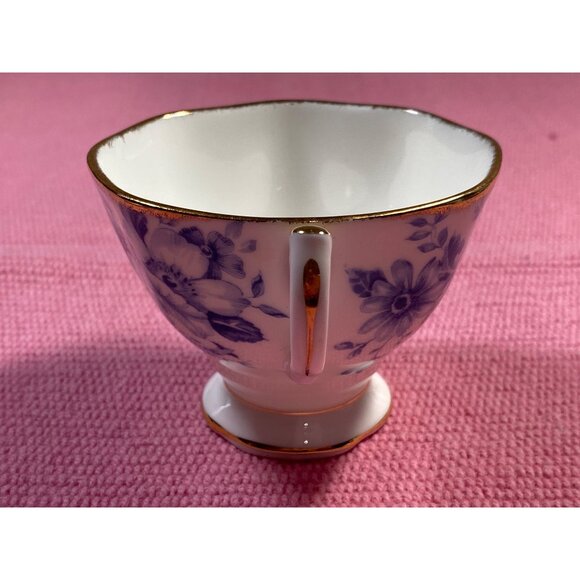 VTG Royal Albert Paradise Blue Floral Bone China Cup Saucer Gold Trim England - Picture 11 of 14